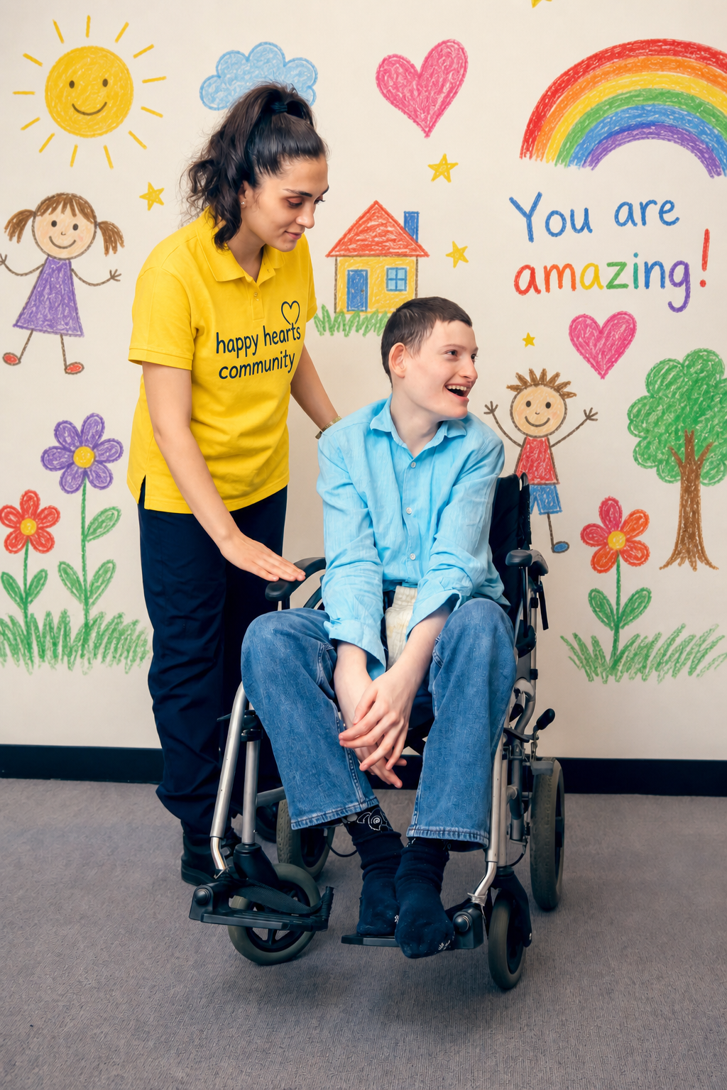 Happy Hearts carer supporting a young person in the weekend program